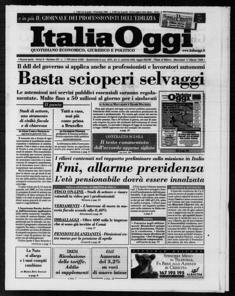 Italia oggi : quotidiano di economia finanza e politica